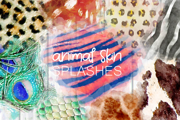 Animal Skin Watercolor Wash Splashes Backgrounds