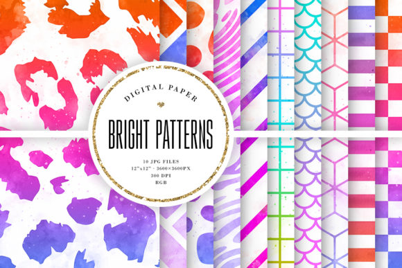 Bright Watercolor Ombre Patterns