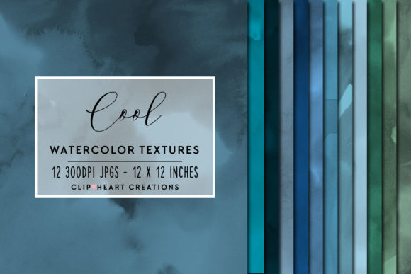 Cool Tones Watercolor Digital Papers and Backgrounds