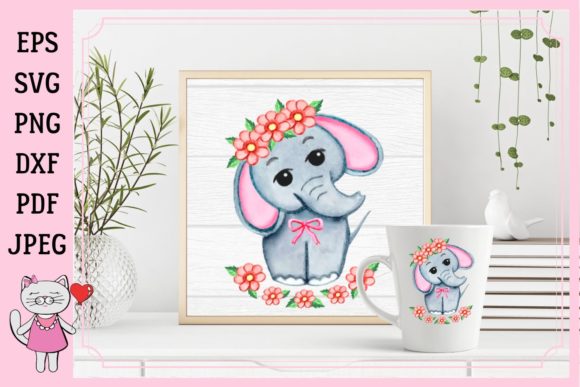 Cute Watercolor Girl Elephant & Crafts