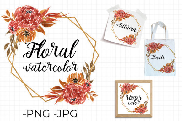 Floral Frame Autumn Falls Watercolor