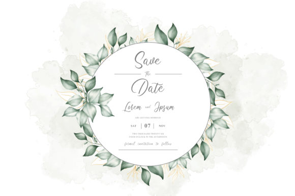 Foliage Watercolor Floral Frame for Print Templates