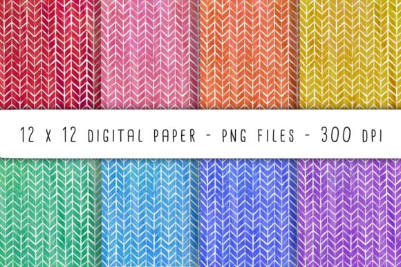 Herringbone Watercolor Digital Paper