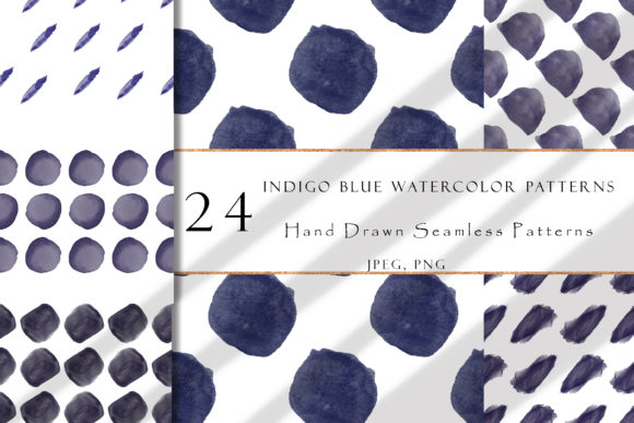 Indigo Watercolor Blue Pattern Collection for Editorial and Web Design