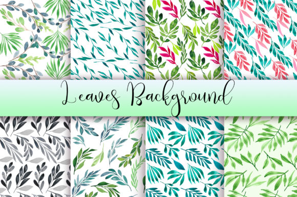 Leaves Watercolor Background and Patterns