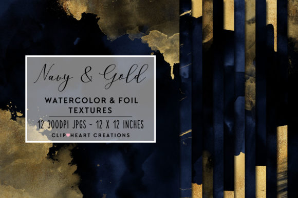 Navy Gold Watercolor and Backgrounds