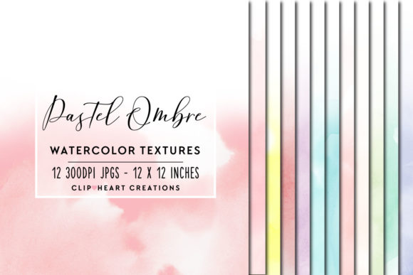 Pastel Ombre Watercolor Digital Papers and Backgrounds