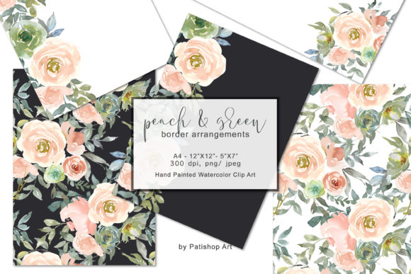 Peach Watercolor Border Arrangements and Backgrounds