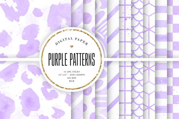 Purple Watercolor Patterns Digital Paper