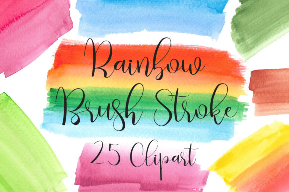 Rainbow Watercolor Brush Stroke Clip Art for Crafts