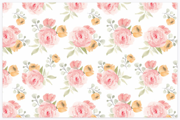 Rose Floral Watercolor Seamless Pattern