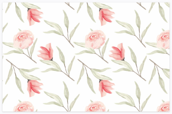 Rose Watercolor Flower Repeat Pattern and Patterns