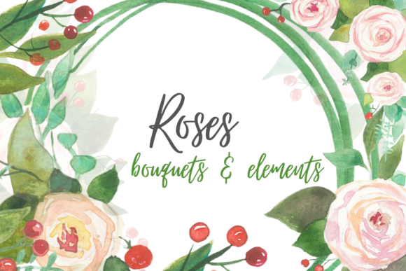 Roses Watercolor Clipart Bundle for Crafts