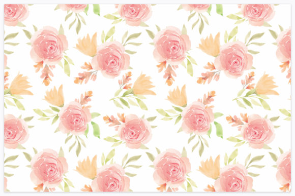 Seamless Pattern with Floral Watercolor and Patterns