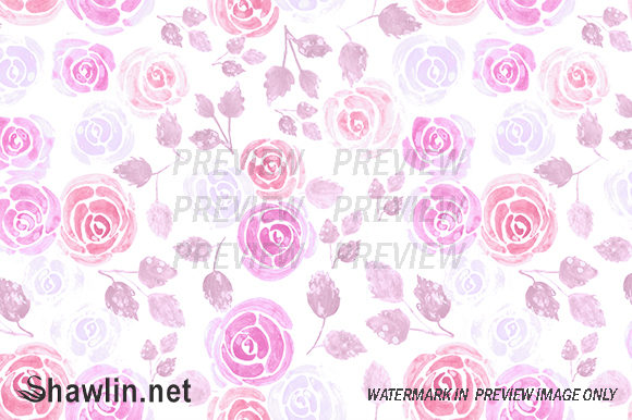 Seamless Watercolor Roses and Patterns