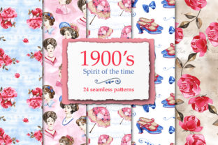 Watercolor 1900s Vintage Digital Papers and Patterns