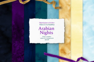Watercolor Arabian Night Backgrounds and Textures