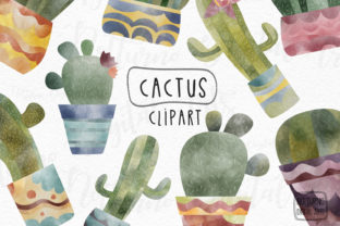 Watercolor Cactus Clipart. Plants Digita