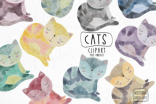 Watercolor Cat Clipart for Crafts