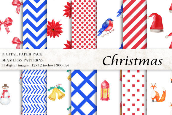 Watercolor Christmas Digital Papers: A Patterned Design Asset for Content Creators