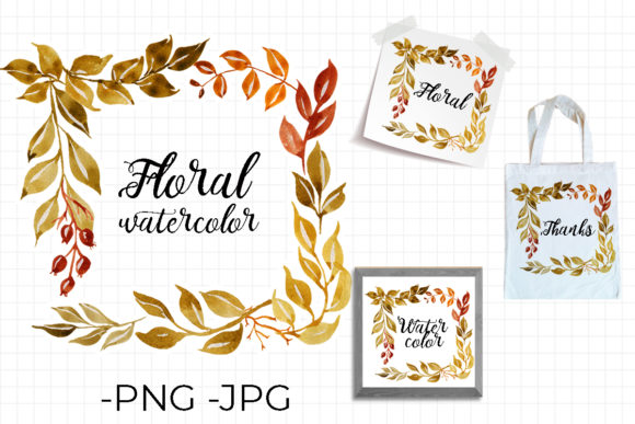 Watercolor Floral Autumn Fall Frame 3