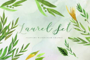 Watercolor Laurel Set Illustration for Crafts