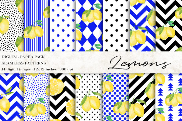 Watercolor Lemons Digital Papers: A Versatile Pattern for Creative Projects