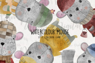 Watercolor Mouse Clipart for Scrapbooking and Crafts