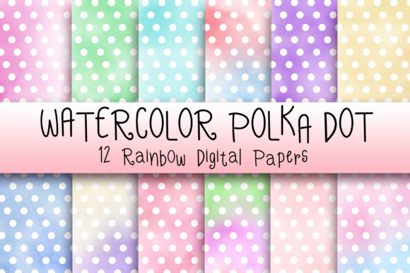 Watercolor Polka Dot Background and Patterns