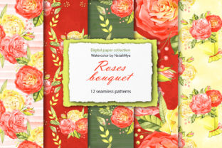 Watercolor Roses Digital Paper Pack and Patterns