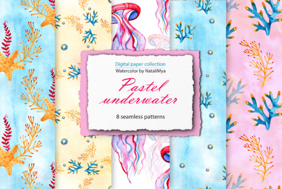 Watercolor Sea Life Digital Paper Pack