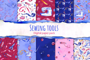 Watercolor Sewing Digital Paper Pack and Patterns
