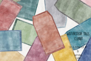 Watercolor Tags Clipart Set of 15 for Crafts